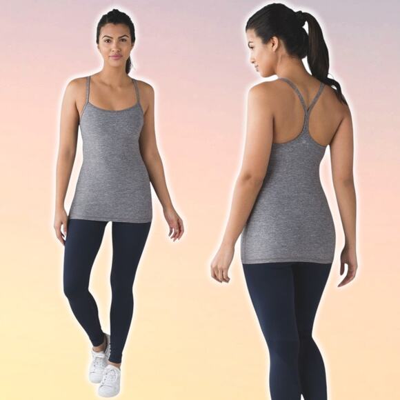 LULULEMON Power Y Tank Heathered Slate Size 6 - Picture 1 of 9